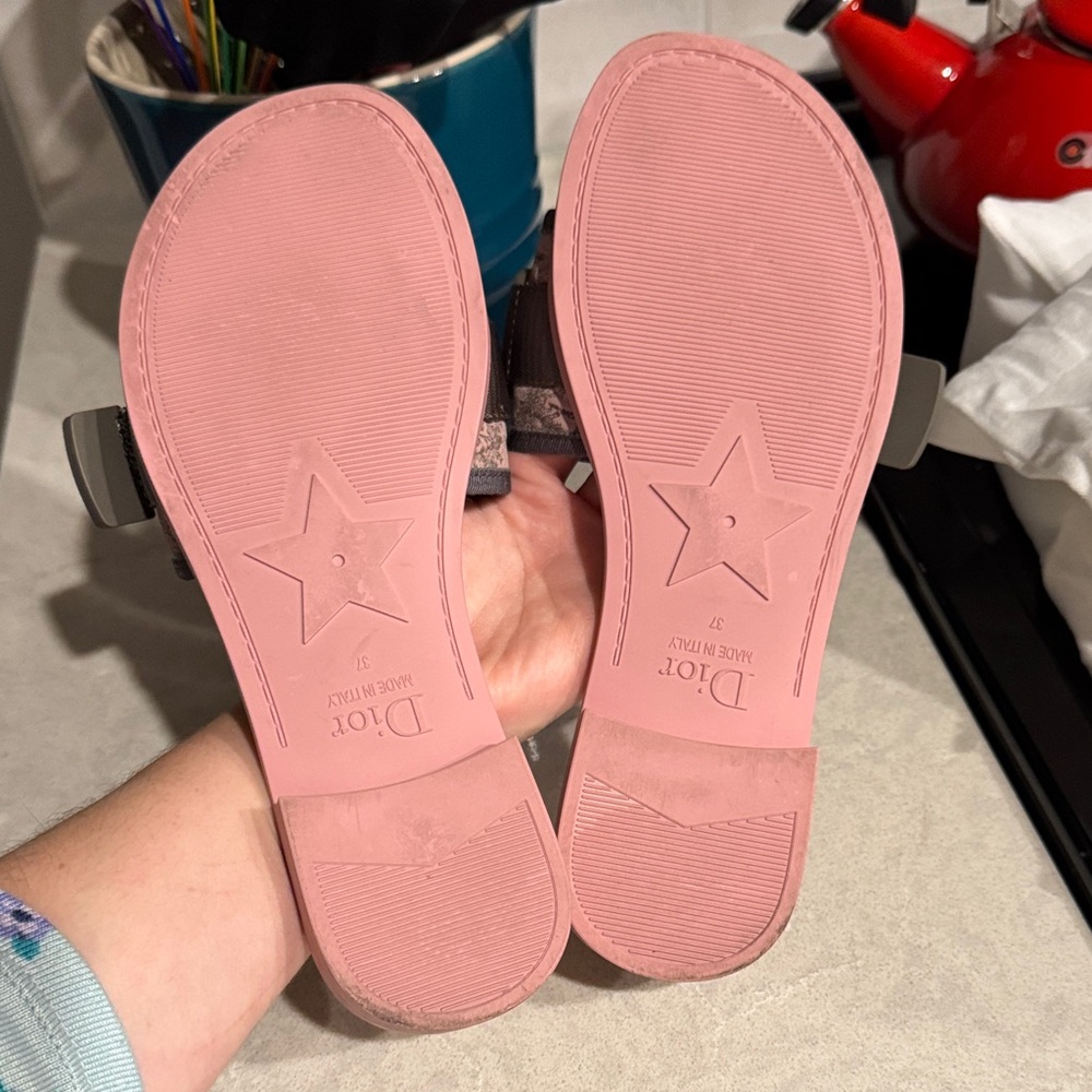 Dior Pink Logo Slide Sandals - Picture 3 of 4